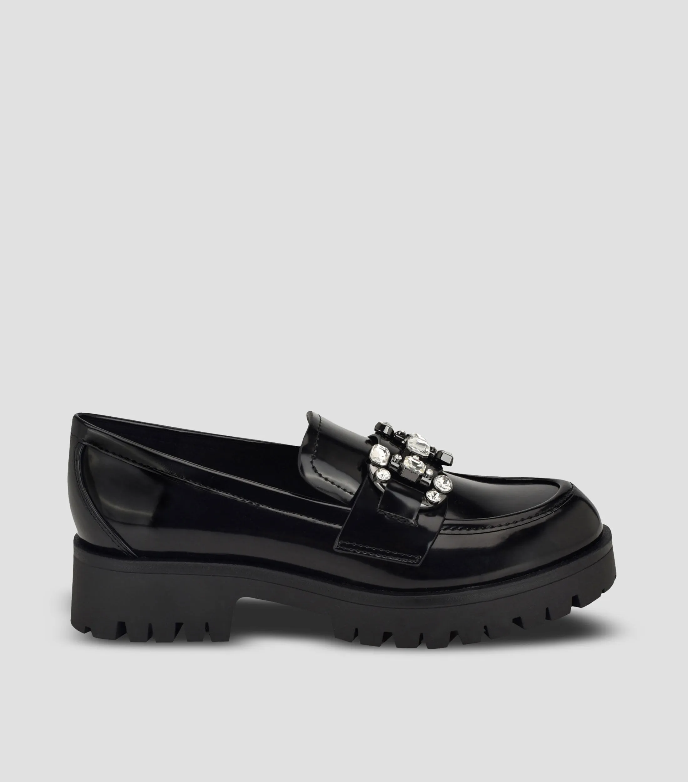 Nine West Mocasines de tacón bajo ancho con cristales Mujer