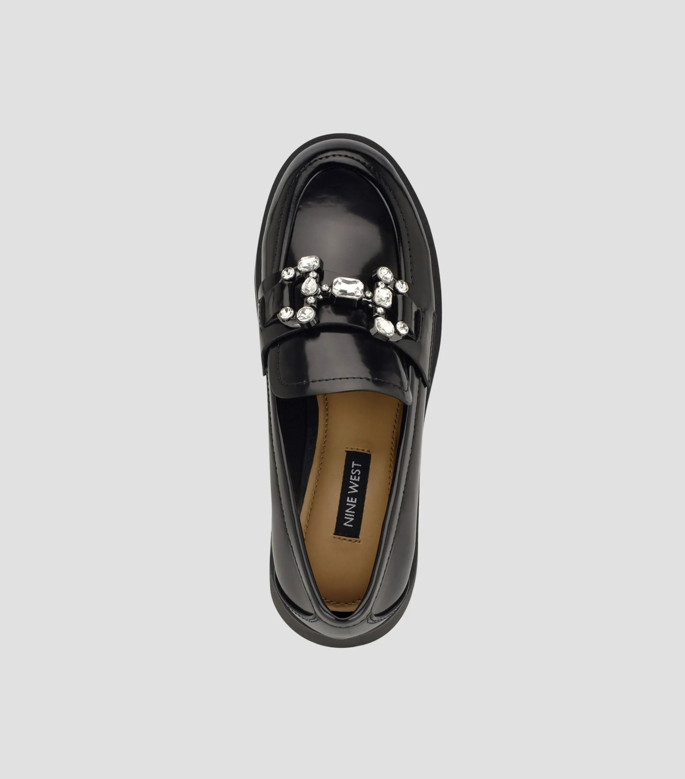 Nine West Mocasines de tacón bajo ancho con cristales Mujer