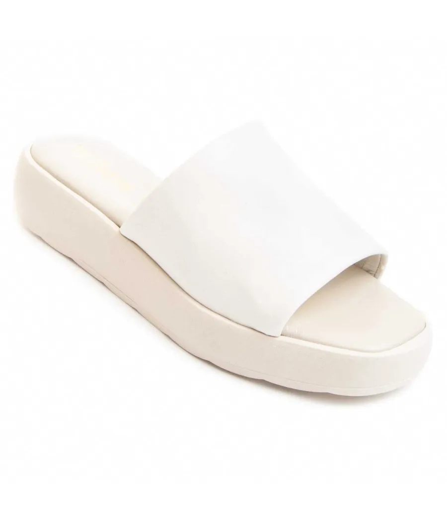 Sandalia De Piel Para Mujer.  Wikers  Elba  83720 Blanco